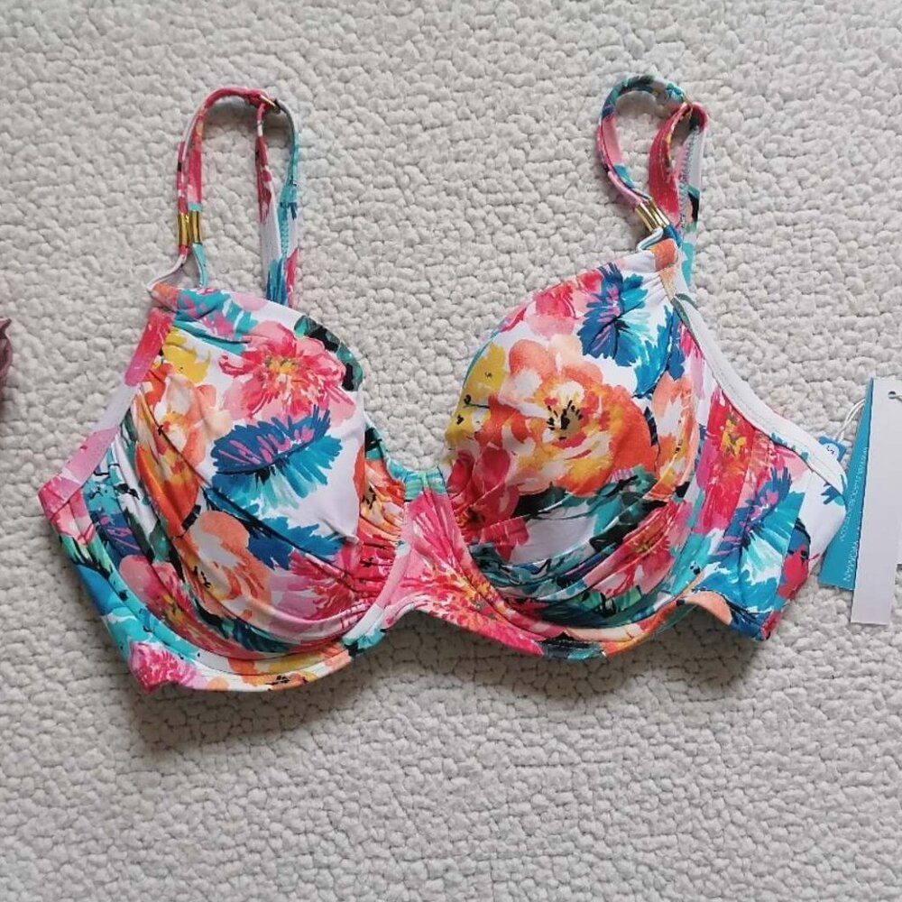 Bleu Rod Beattie Women’s Underwire Bikini Top In Multi Color, Size 36D